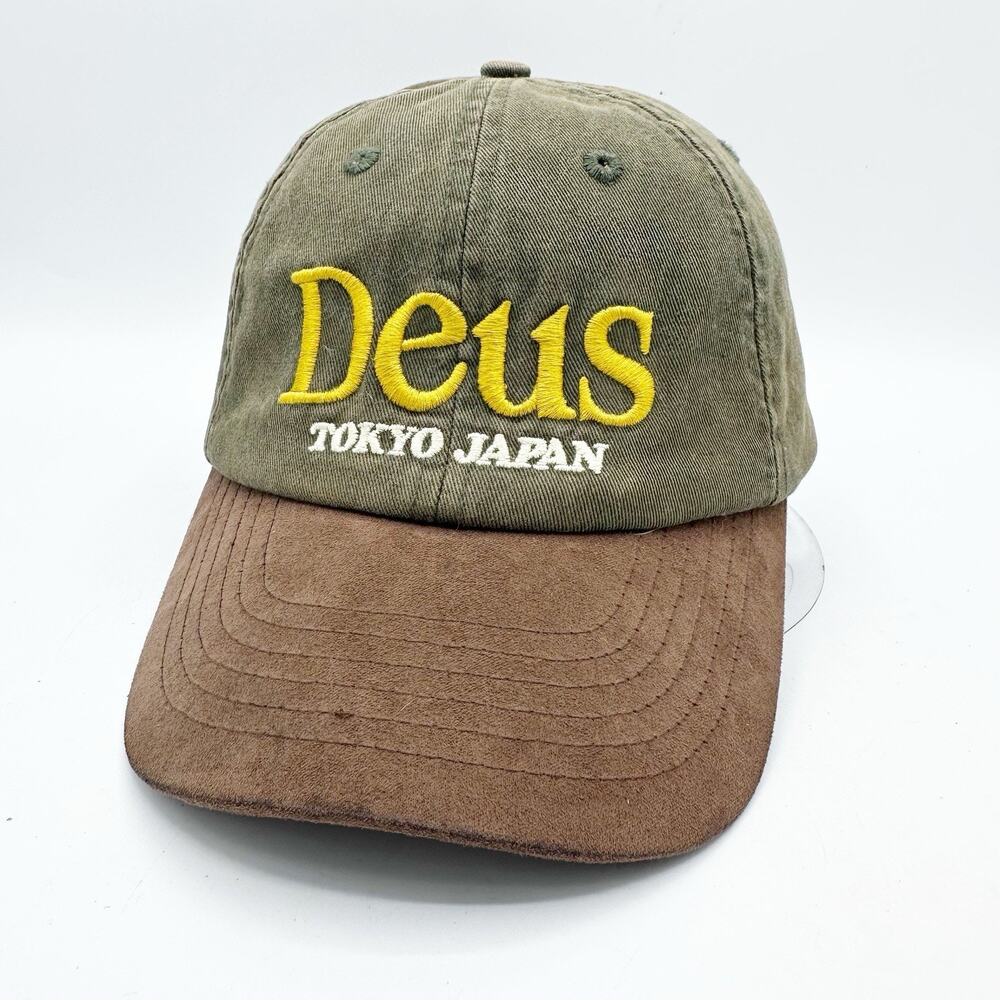 Deus Ex Machina Metro Dad Cap Tokyo Japan Strapback Hat Green Brown OSFA